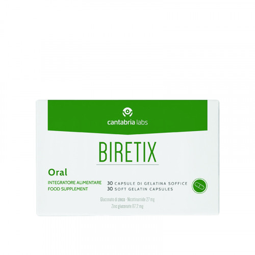 BIRETIX Oral (Cantabria Labs) – БАД «БИРЕТИКС» с глюконатом цинка и никотинамидом, 30 капсул