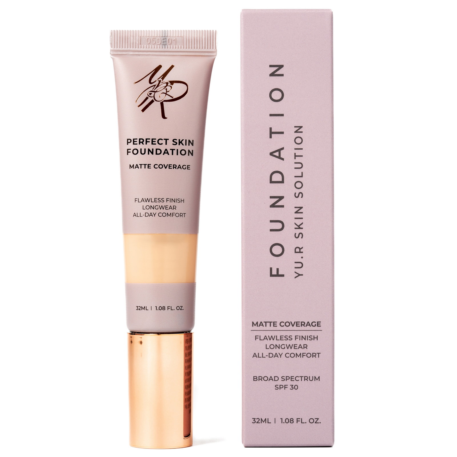 Устойчивая тональная основа под макияж матирующая Yu.R Matte Coverage Foundation (3.5 light plus), 32 мл