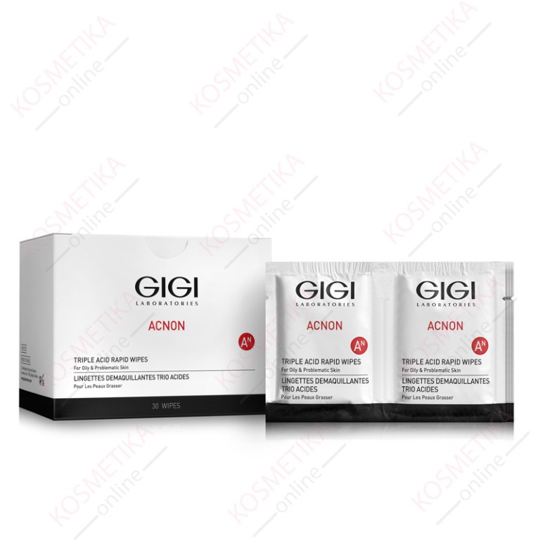 Салфетки-пилинг трехкислотные GIGI Acnon Triple Acid Rapid Wipes, 30 шт