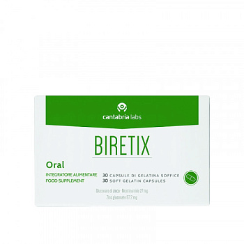 BIRETIX Oral (Cantabria Labs) – БАД «БИРЕТИКС» с глюконатом цинка и никотинамидом, 30 капсул